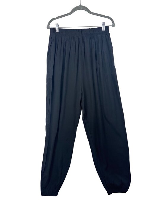 Dongdaozhu Pants - ✨3/$30 Wide Leg Jogger Harem Palazzo Black Elastic Waist Pants L/XL Relaxed Fit